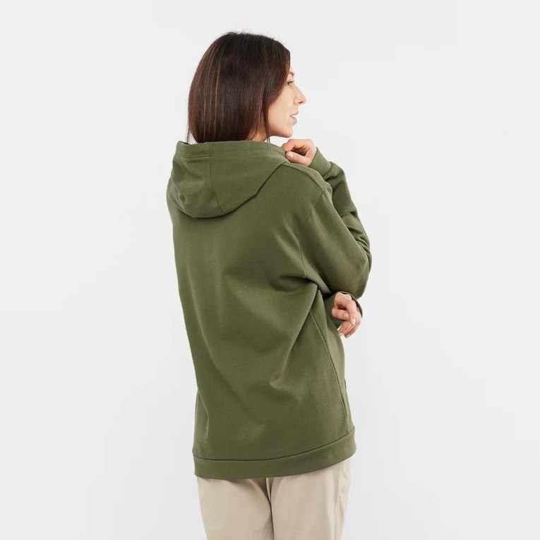 Sudadera Con Capucha Salomon Outlife Logo Summer Mujer Verde Oliva | MX DPCV902